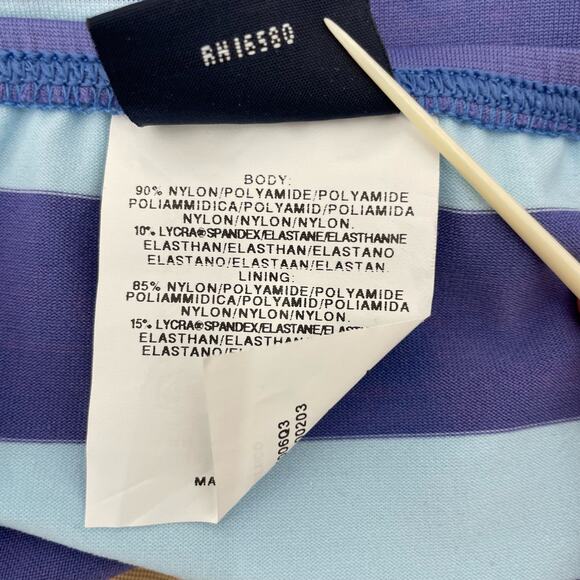 Ralph Lauren Sport Blue Aqua Y2K Wide Stripe Bikini Bottoms Coastal Pool Size 10 - Picture 8 of 13